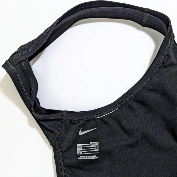 Nike Women's Racerback Swimsuit, Size 6 Black One-Piece, Logo Swimming Beach - Picture 6 of 6